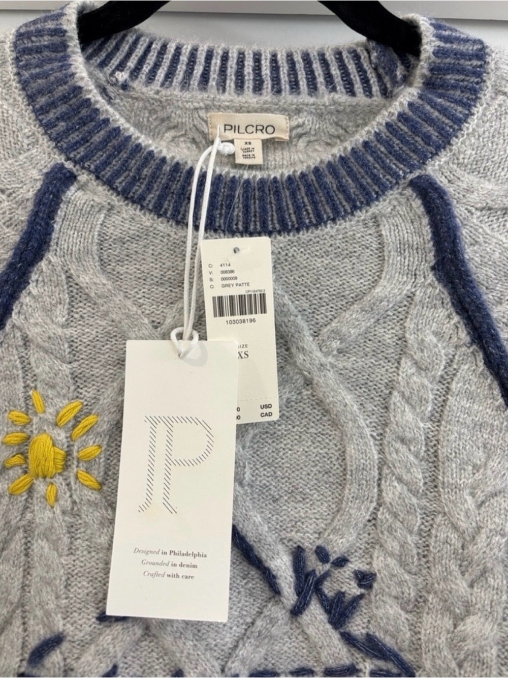 Anthropologie Pilcro Cable-Knit Embroidered Cozy Home Sweater - Picture 7 of 10